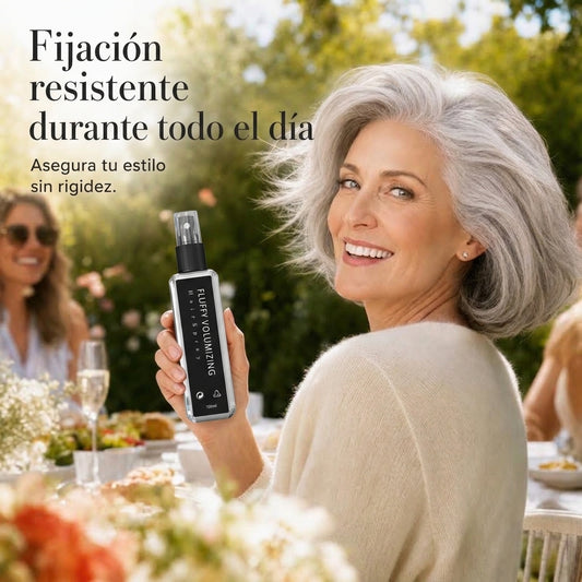 🎉 👩 Spray voluminizador y fijador con aroma a durazno: para un cabello ligero, con volumen y una fijación duradera 2x1.