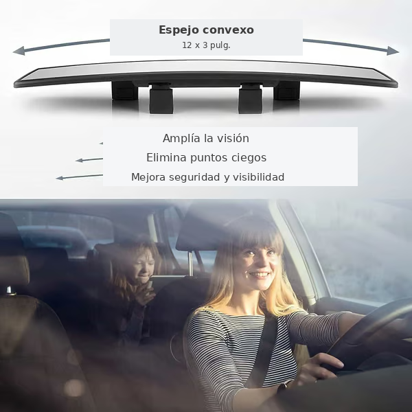 Espejo panorámico con clip interior universal para coche, gran angular