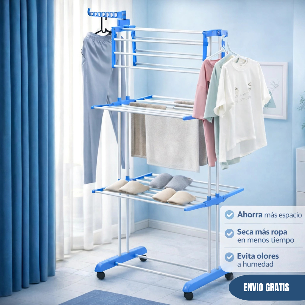 Tender Colgador vertical de Ropa 3 Niveles + ENVIO GRATIS