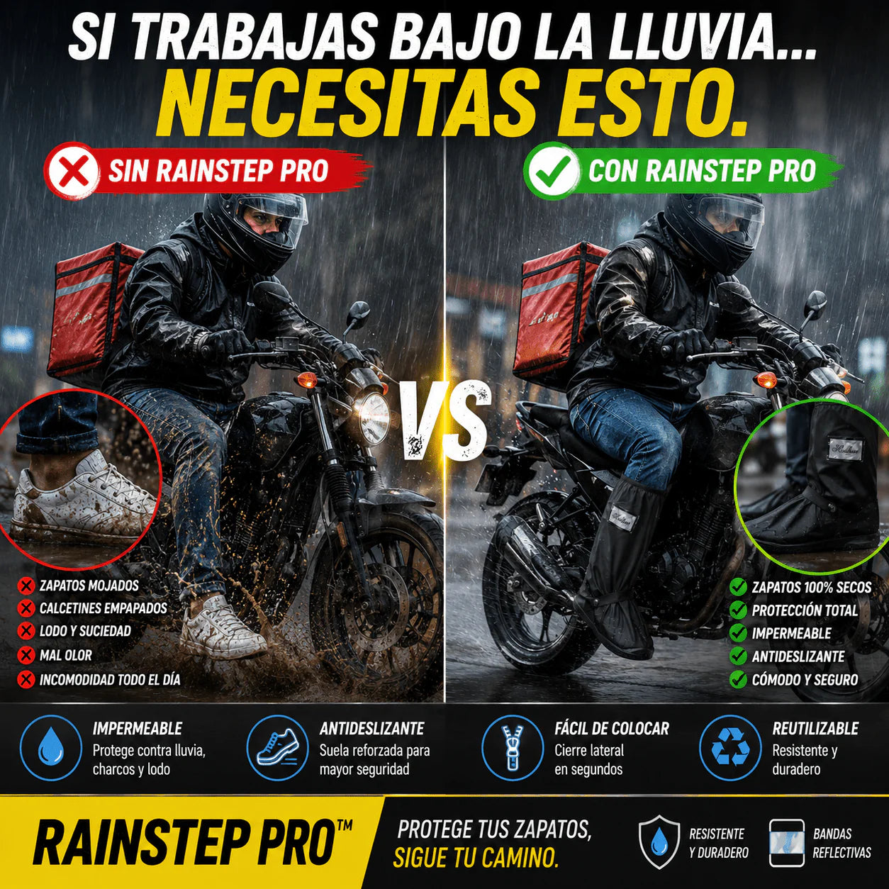 🌧️ RainStep Pro™ Protección impermeable para tus zapatos en segundos ENVIO GRATIS!